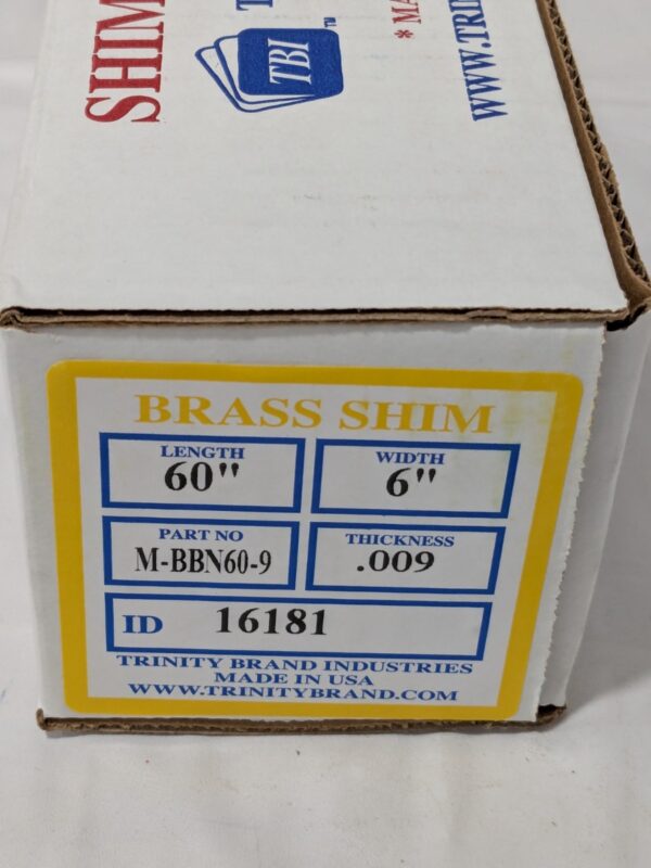 TBI Shim Stock: 0.009'' Thick, 60'' Long, 6″ Wide, 260 Alloy Brass M-BBN60-9