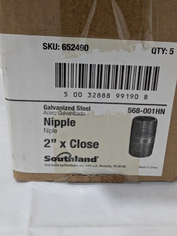 Southland Pipe Nipple, 2 in, Threaded, Steel Qty 5 568-001HN