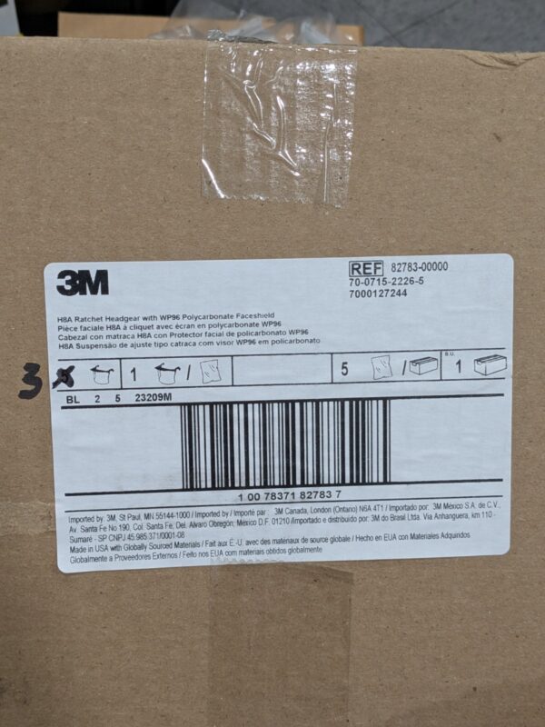 3M Face Shield & Headgear: Chemical Splash & Debris Qty 3 7000127244