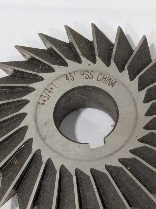 Double Angle Milling Cutter: 45 °, 4″ Cut Dia HSS 328-4435