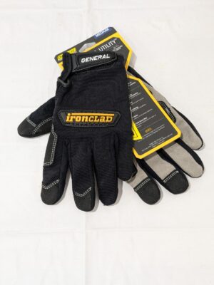 Ironclad Leather Palm Gloves, Straight Thumb, Black, Sz M, 1 Pair GUG-03-M