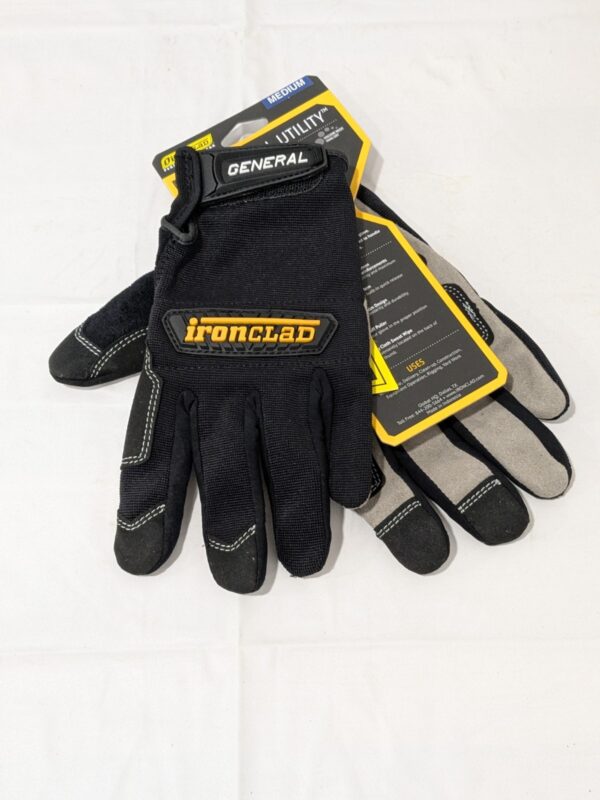 Ironclad Leather Palm Gloves, Straight Thumb, Black, Sz M, 1 Pair GUG-03-M