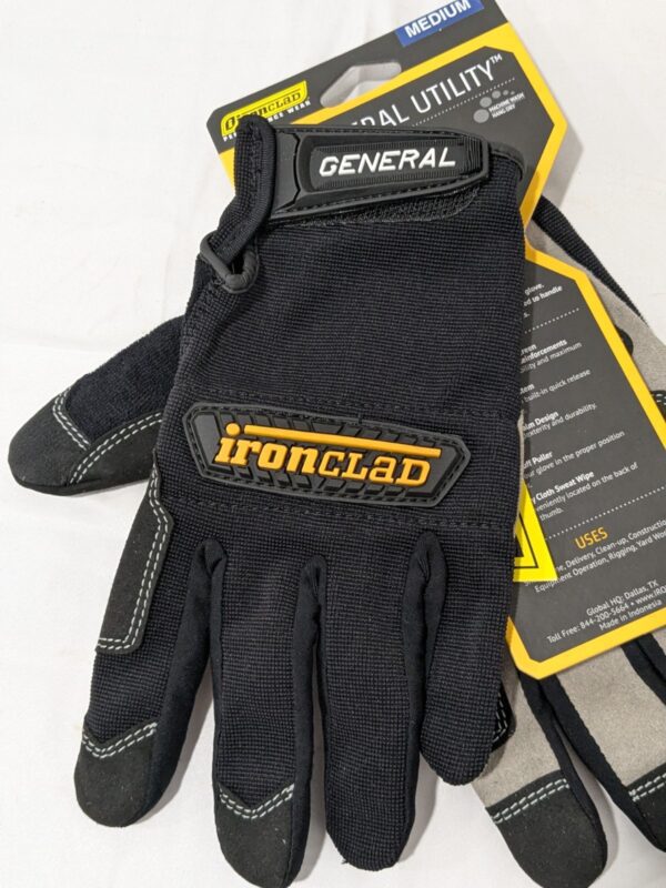 Ironclad Leather Palm Gloves, Straight Thumb, Black, Sz M, 1 Pair GUG-03-M