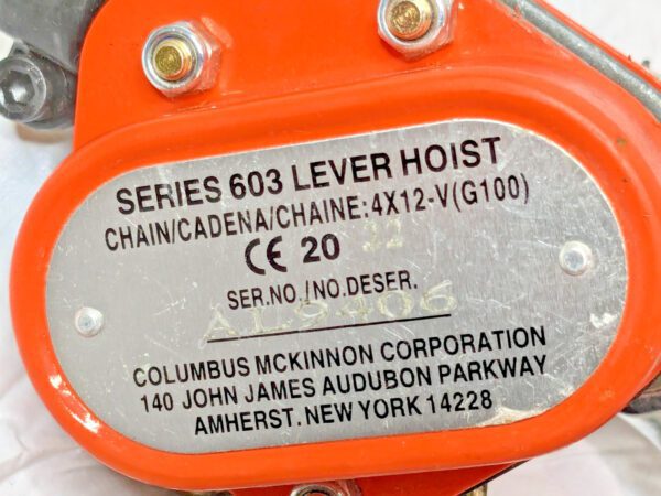 CM Manual Mini-Ratchet Lever Hoist 1100 Lb Capacity 5 Ft Lift 0215