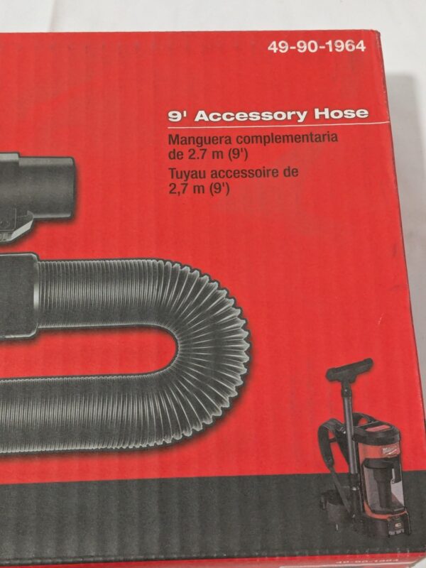 MILWAUKEE 9' Hose Length, Hose Use W/0885-20 Backpack Vacuum 49-90-1964