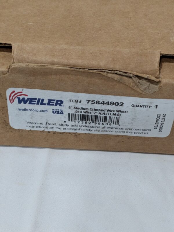 WEILER Wheel Brush: 8" Wheel Dia, 1" Face Width, 0.0140" Wire Dia 75844902