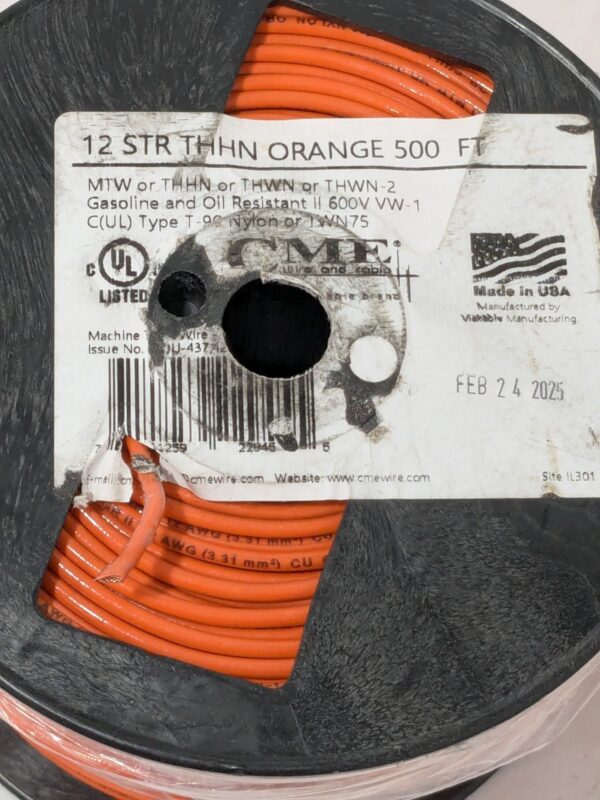 CME Building Wire: THHN, 12 AWG, Nylon, Stranded Core, 500' Long 22970801