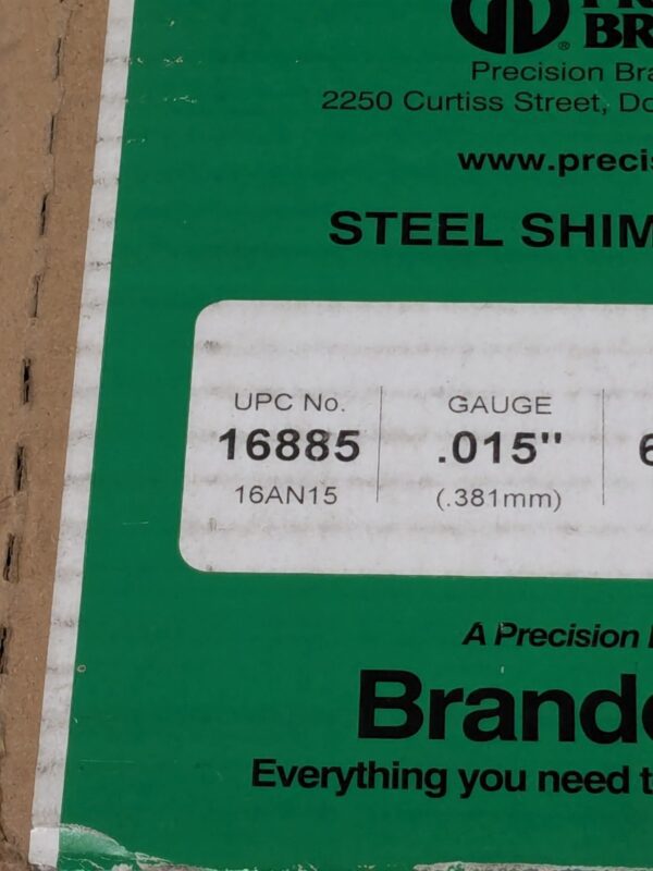 PRECISION BRAND Shim Stock: 0.015'' Thick, 18'' L, 6″ W, 1008/1010 Qty 10 16885