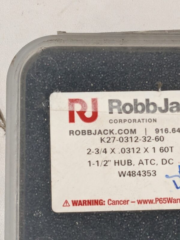 RobbJack Slitting Saw: 2-3/4" Dia. 1" Arbor 60 Teeth K27-0312-32-60