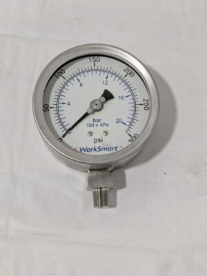 Pressure Gauge: 4" Dial, 300 psi, 1/4" Thread, NPT, Lower Mount WS-PE-GAGE-265