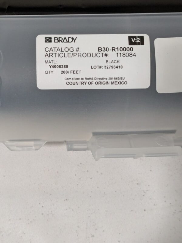BRADY Printer Ribbon: 4.33" Wide, 200' Long, Black, Resin B30-R10000