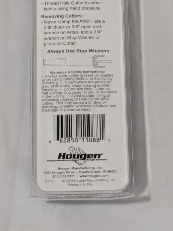 HOUGEN Hole Saw Arbor: Straight Shank, Pin Pilot 11088