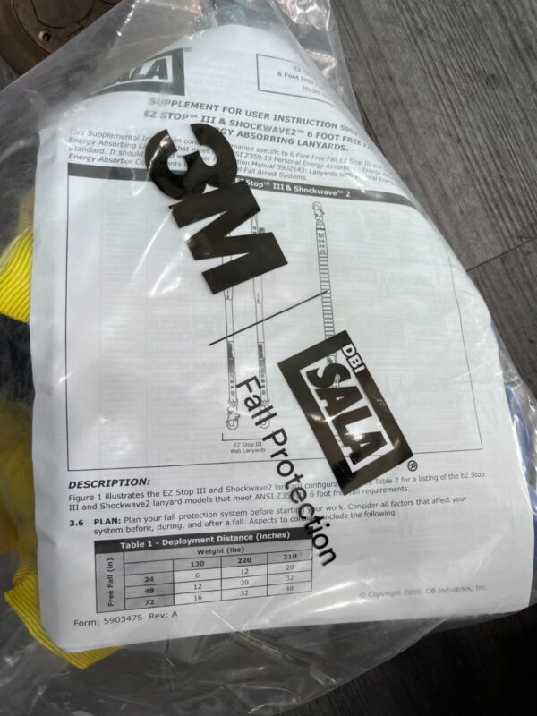 DBI-SALA 6' Long, 2 Leg Locking Snap Hook Harness Shock Absorbing Lanyard