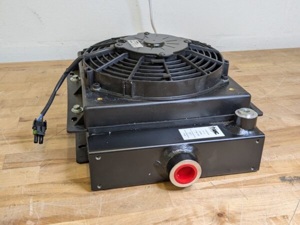 AKG Forced Air Oil Cooler 2 to 30 GPM 377 PSI Max. 12VDC Motor D10-12