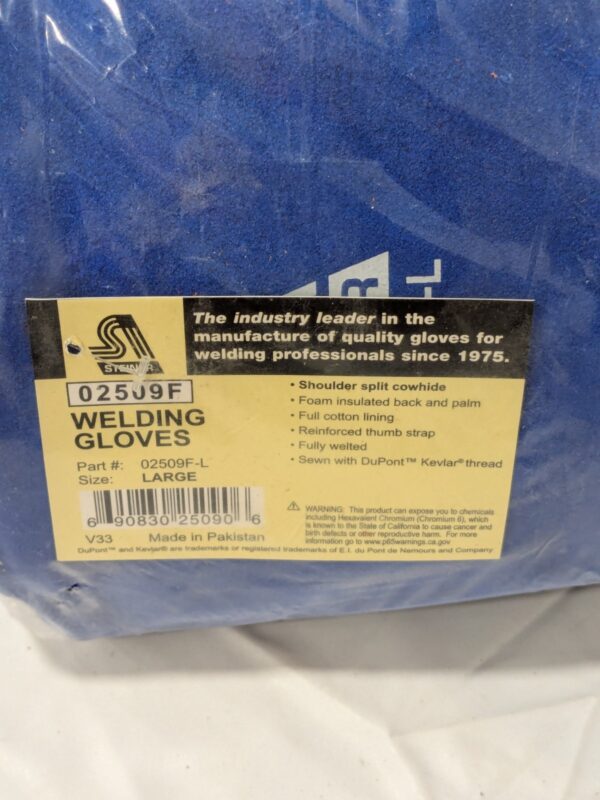 STEINER Welding Gloves: Steiner Sz L, Cowhide Leather Qty 6 02509F-L
