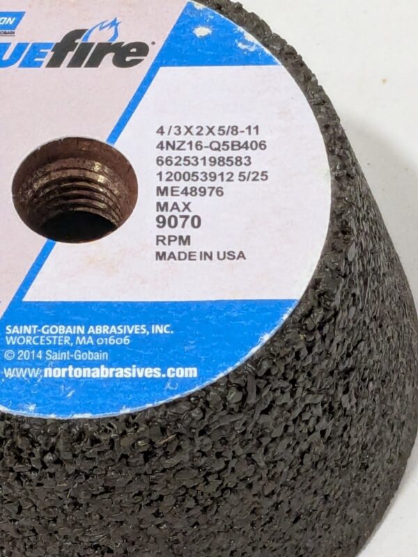 NORTON Tool & Cutting Grinding Wheel: 4" Dia, 16 Grit, Q Hardness 66253198583