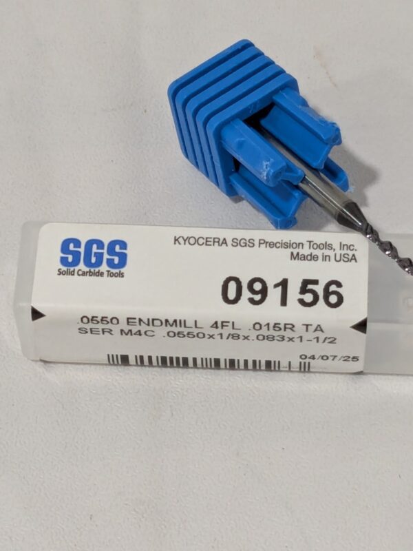 SGS Corner Radius End Mill: 0.0550" Dia, 0.0830" LOC 09156