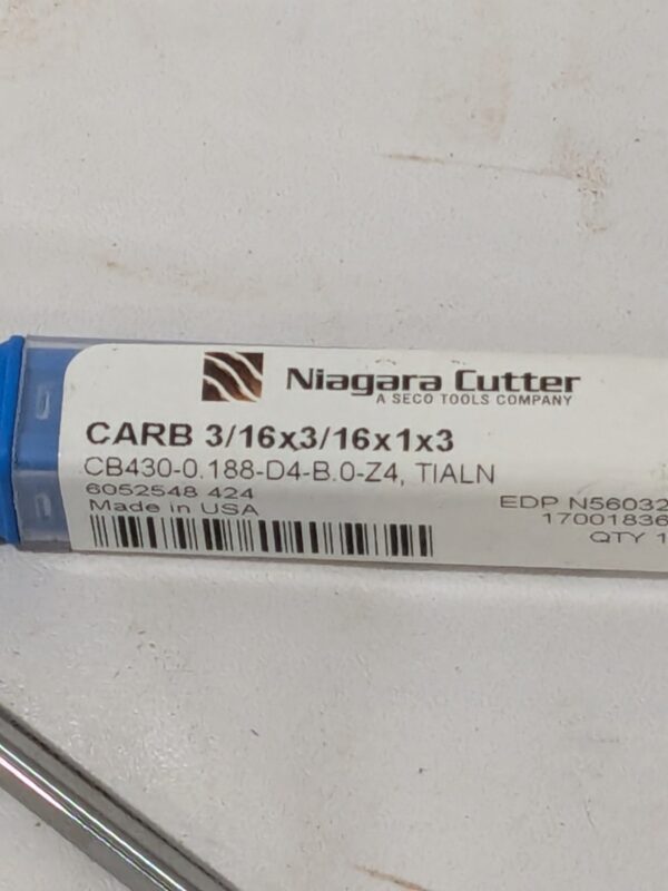 Niagara Cutter Ball End Mill: 3/16" Dia, 1" LOC, 4 Flute 17001836