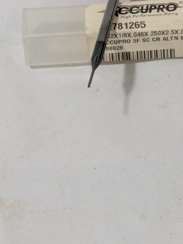 Accupro Corner Radius End Mill 1/32" Diam, 3 FL, 2-1/2" OAL 62781265