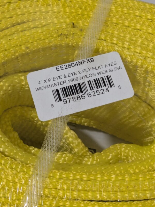 Lift-All Web Sling, Flat Eye And Eye, 9 Ft L, 4 In W, Nylon EE2804NFX9