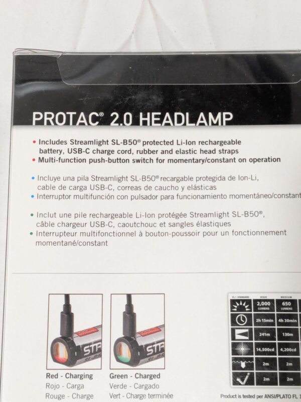 STREAMLIGHT ProTac 2.0 High Lumen USB Rechargeable Headlamp 89001