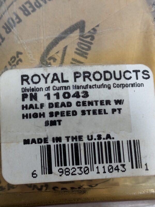 Royal Products 5MT HSS Half Dead Center 1.748 Point Dia 2.75” LOC 8.5” L 11043