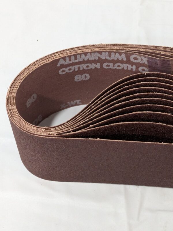 NORTON Abrasive Belt: 3" Wide, 21" OAL, 80G, Aluminum Oxide Qty 10 78072727924