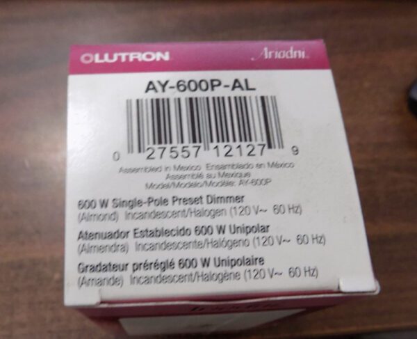 Lutron AY-600P-AL Ariadni 600 W Preset Almond Dimmer