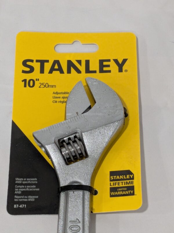 STANLEY Adjustable Wrench: 10" OAL, 1-1/4" Jaw Capacity 87-471