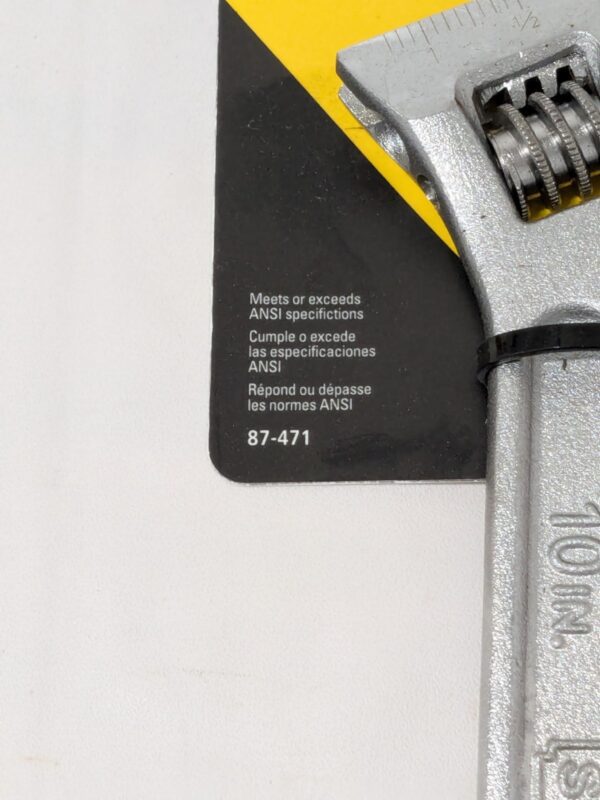 STANLEY Adjustable Wrench: 10" OAL, 1-1/4" Jaw Capacity 87-471
