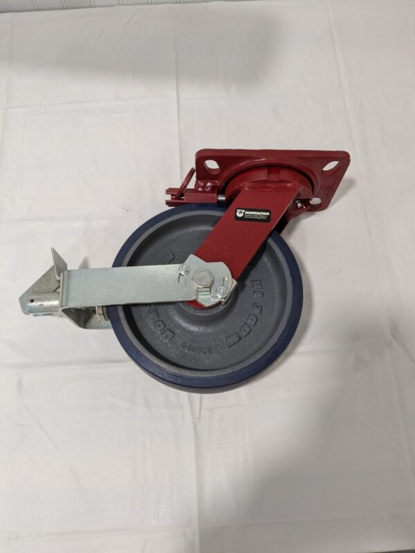 HAMILTON Swivel Top Plate Caster Polyurethane, 8" Dia, 2" Width S-HS-8SPB-4SL-ZB
