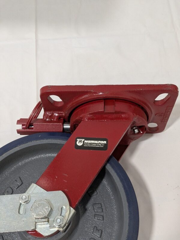 HAMILTON Swivel Top Plate Caster Polyurethane, 8" Dia, 2" Width S-HS-8SPB-4SL-ZB