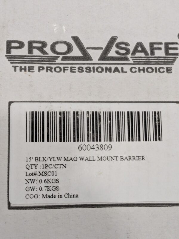 Pro-Safe 15' BLK/YLW Magnetic Wall Mount Barrier WUP-4.6-M-YB-YB