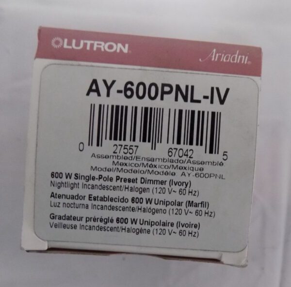 Lutron AY-600PNL-IV Ariadni Dimmer with Locator Night Light Ivory