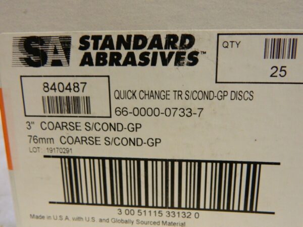 Standard Abrasives 3" Aluminum Oxide Quick Change Disc QTY 25 840487