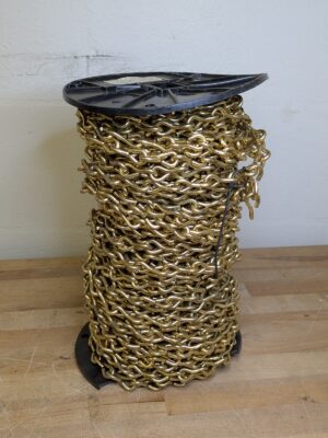 Steel Single Jack Chain 250 Ft. x 0.162 In. 60 Lb. Capacity Brass Plated Finish