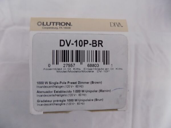 LUTRON DV-10P-BR DIVA DIMMER SWITCH W/ NIGHT LITE BROWN
