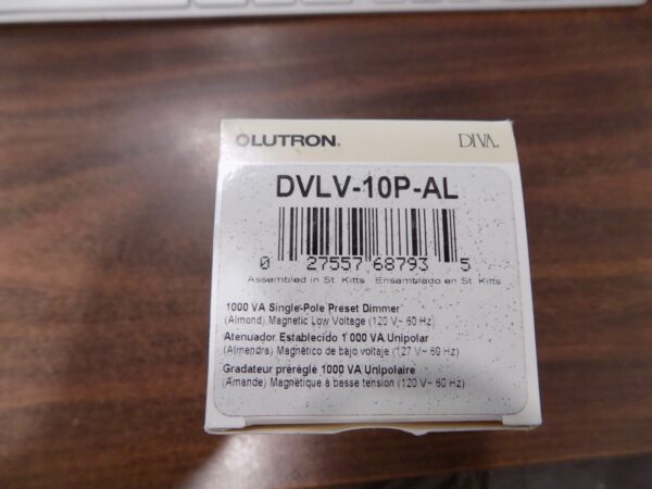 Lutron DVLV-10P-AL Diva 1000VA 800W Magnetic Low Voltage Single Pole Dimmer