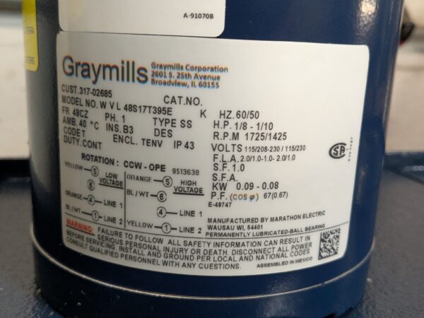 Graymills Coolant System 10 Gallon Tank 1/8 HP 115v Centrifugal Pump 11-HR45-A