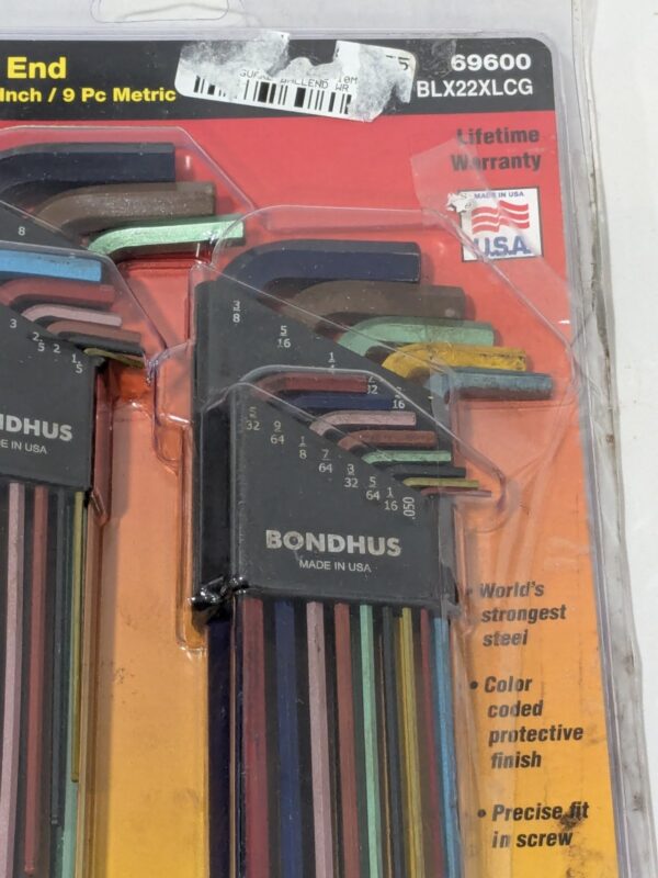 BONDHUS 22 Piece L-Key Ball End Hex Key Set 69600