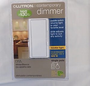 Lutron Diva DV-600PH-WH Dimmer Halogen Incandescent White