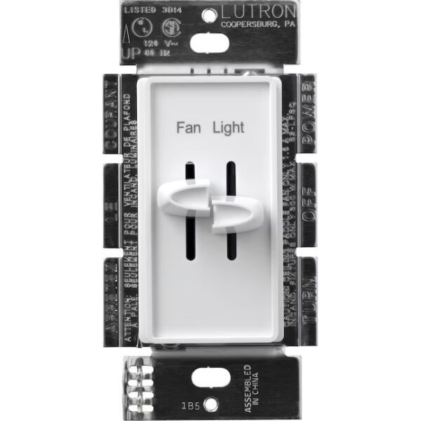 Lutron Skylark S2-LFSQH-WH 3 Speed Dual Slide-to-Off Fan Control & Dimmer White