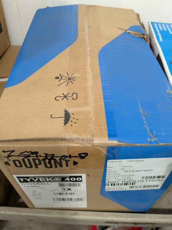 DUPONT Disposable Coveralls Water & Liquid Prot., Sz 3XL Qty 25 TY127SWH3X002500