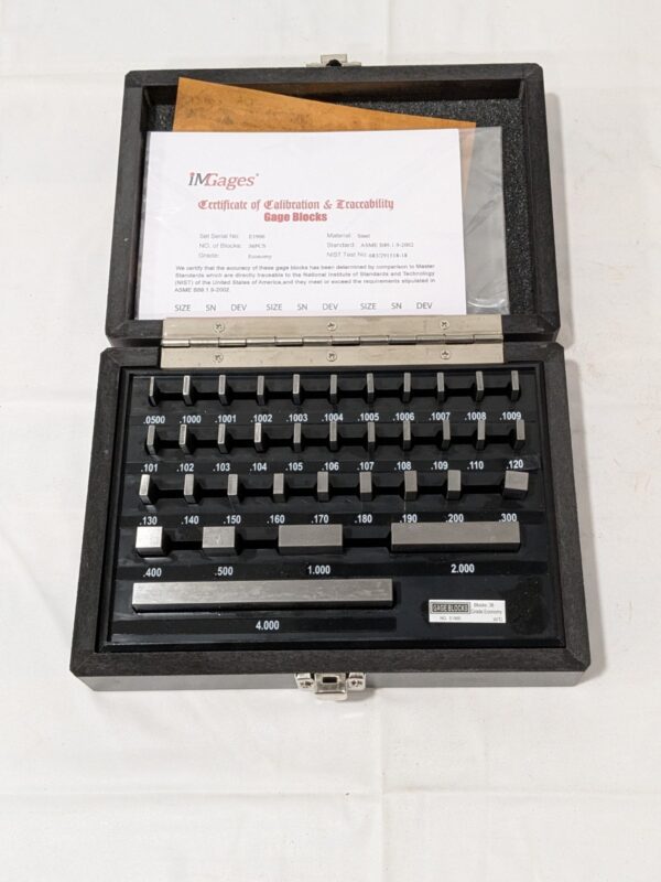 IMGAGES Gage Block Set: 0.05 to 4'' Range, 36 Pc, Economy Grade, Steel 630-4105