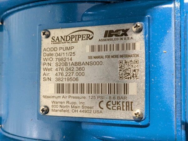 Sandpiper Air Operated Diaphragm Pump 2" NPT 150 GPM S20B1ABBANS000