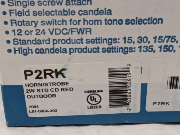System Sensor Horn Strobe Red Wall Mount 2W FIRE Lettering Outdoor P2RK