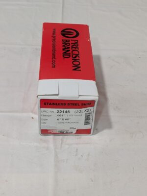 PRECISION BRAND Metal Shim Stock: Roll, 0.0020" Thick, 60" L, 6" W 22146