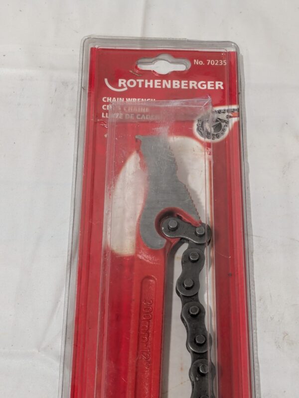 ROTHENBERGER Chain & Strap Wrench: 12" Max Pipe, 13-3/4" Chain Length 70235