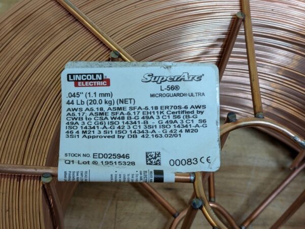 44 lb. Spool of Lincoln SuperArc L-56 MIG Welding Wire 0.045" Dia. ED025946