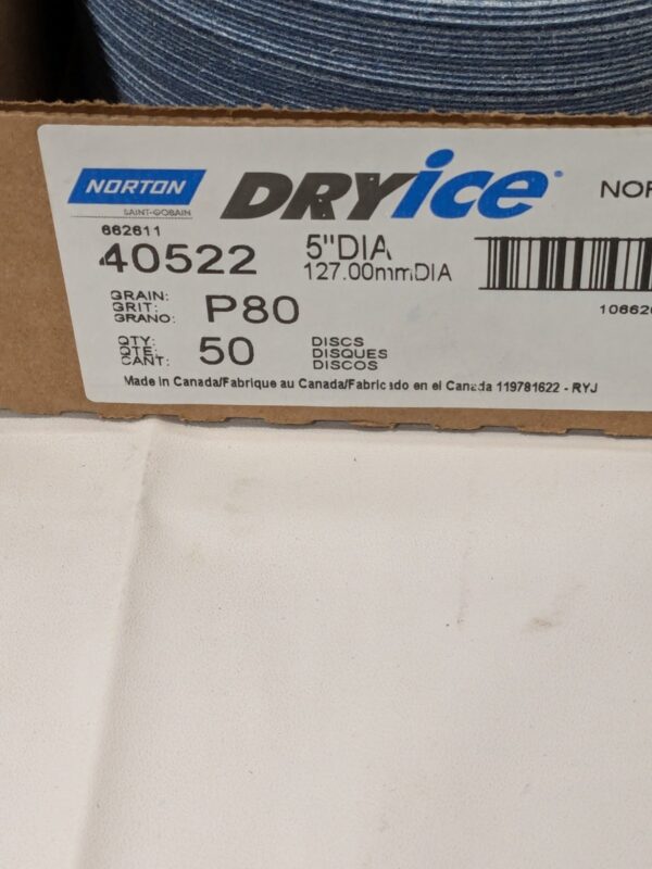 Norton Hook & Loop Disc: 5" Dia, 80 Grit, Coated Box of 50 66261140522